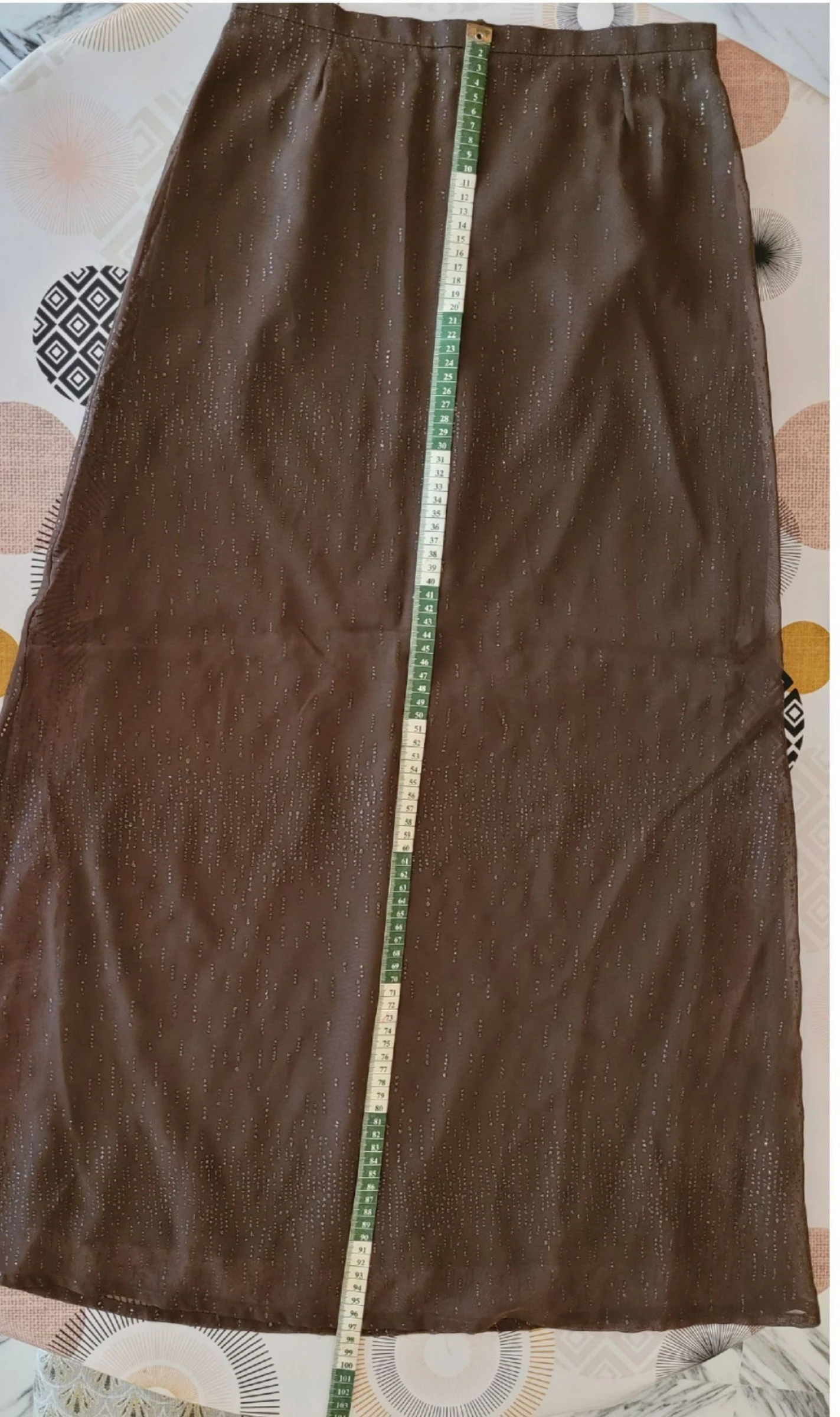 Bandolera Jupe TFr36/TS -Longa&Dobras -Voile Kaki com Brilhos em Ótimo Estado – photo 11